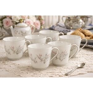 Set 6 Winterling Bavaria Germany Pink Floral Coffee Cups EUC MCM